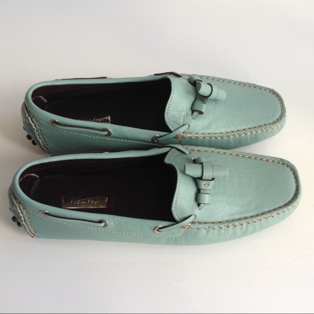 NWT Calvin Klein Collection turquoise loafers - Picture 2 of 5
